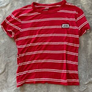 Vans Kids Red and White Striped Tee